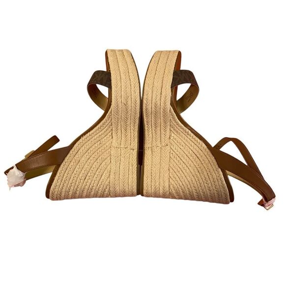 Michael by Michael Kors Leighton Brown Leather Wedge Sandals in Ladies Size 9.5M - Picture 6 of 7